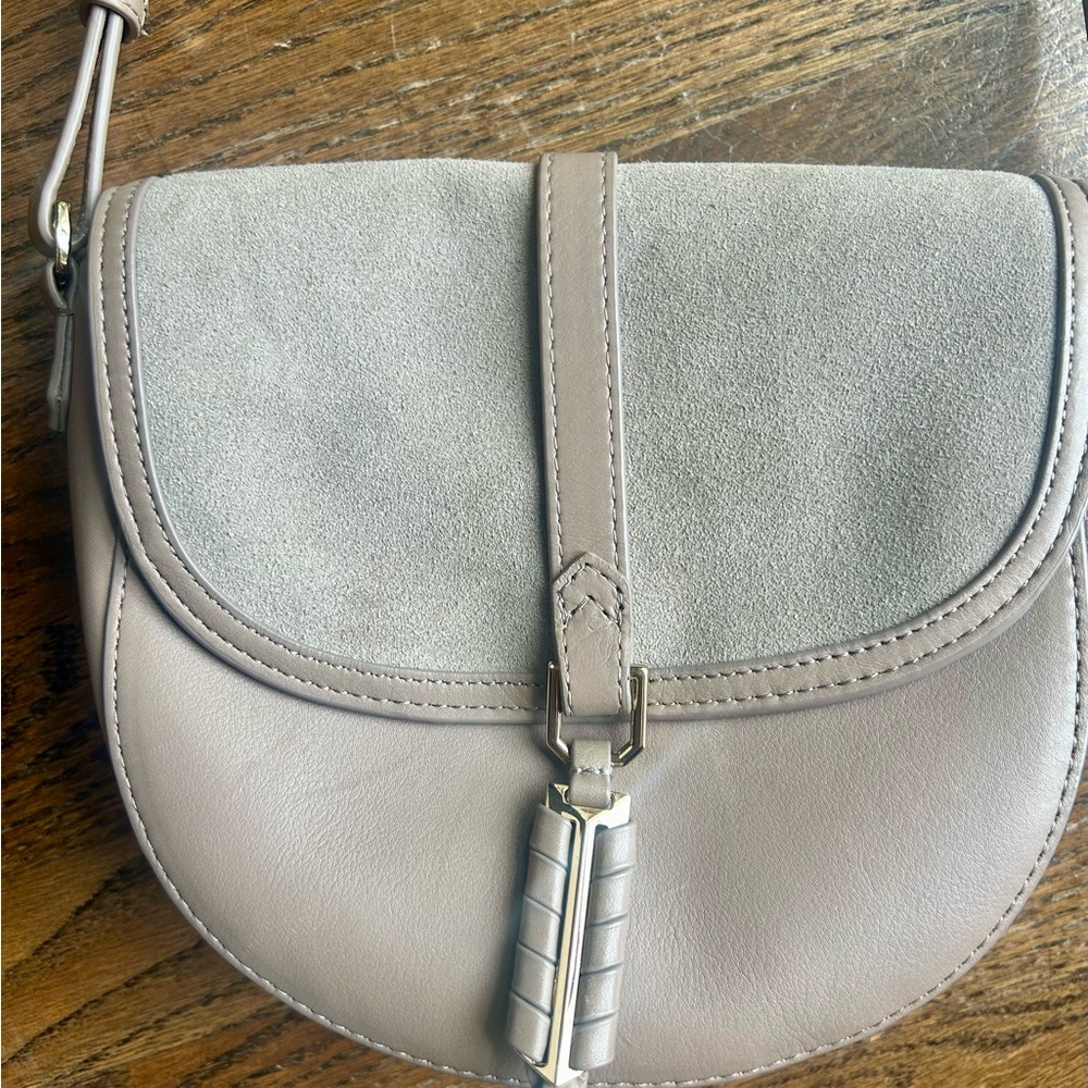 Stella & Dot Covet Sloane Leather Suede Crossbody Beige Nude Tones